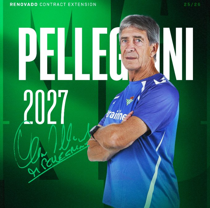 Manuel Pellegrini extiende su contrato con el Real Betis